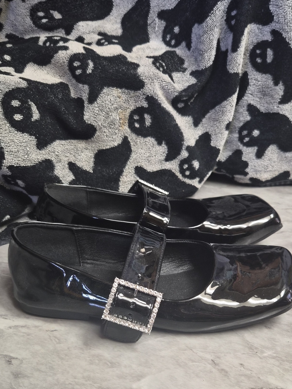 ​✨ NEW Square Toe Patent Mary Janes with Rhinestone Buckle